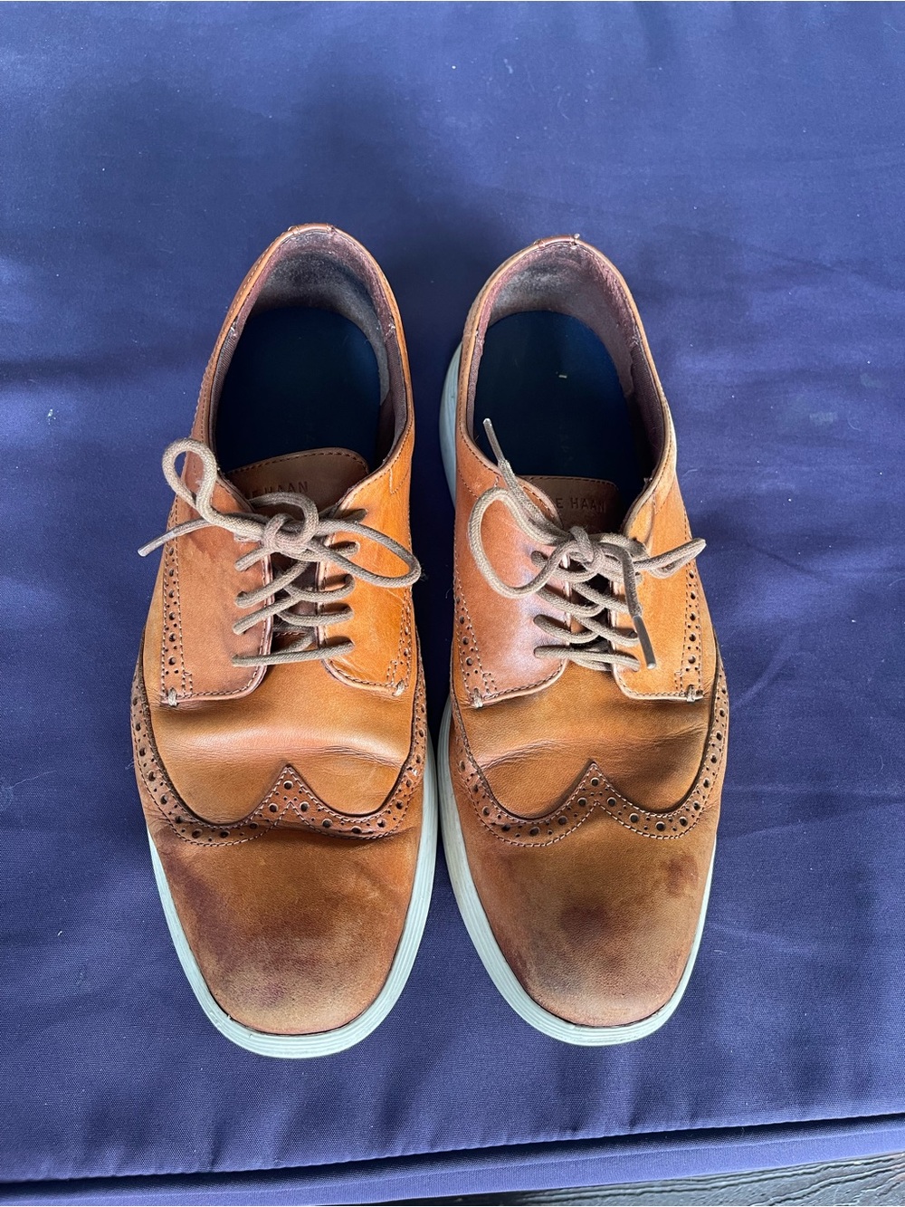Cole Haan Mens Grand OS Wingtip Oxford British Tan Leather Dress Sneakers